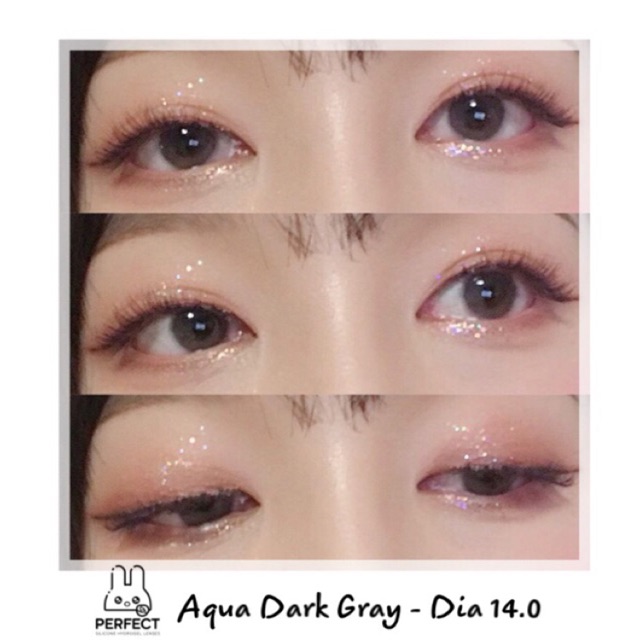 Lens Ảnh Mắt Thật, Kính Áp Tròng AQUA DARK GRAY Có Độ Cận và Không Độ , DIA 14.0 , Dành Cho Mắt Nhạy Cảm Giá Sale