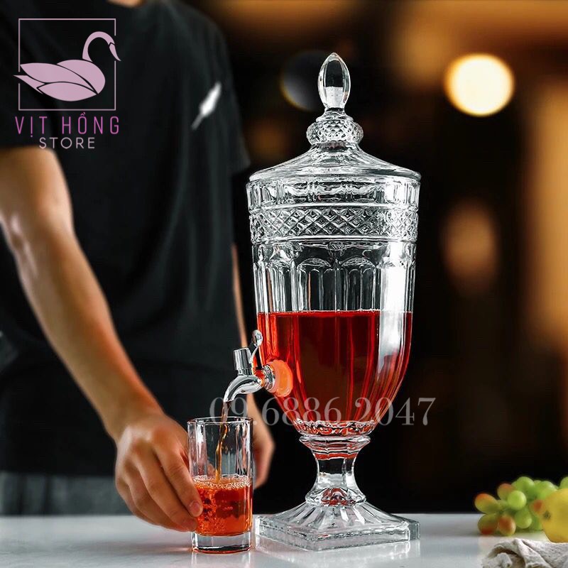 Bình thủy tinh đựng rượu , đựng nước , đựng hoa nước quả có vòi 2L , 3L , 5L