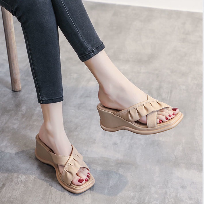 Giày Sandal Đế Dày Bằng Da Mềm Thời Trang Đi Biển Mùa Hè