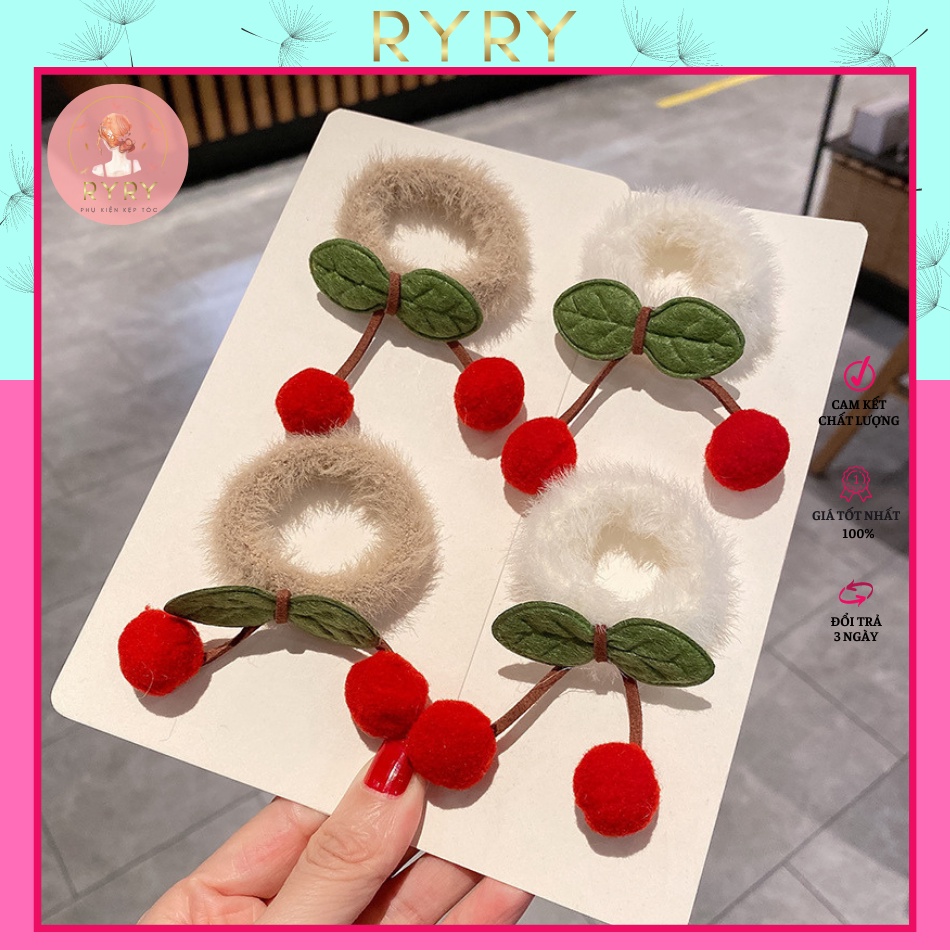 Dây Cột Tóc Cho Bé Chùm Cherry Xinh Xắn
