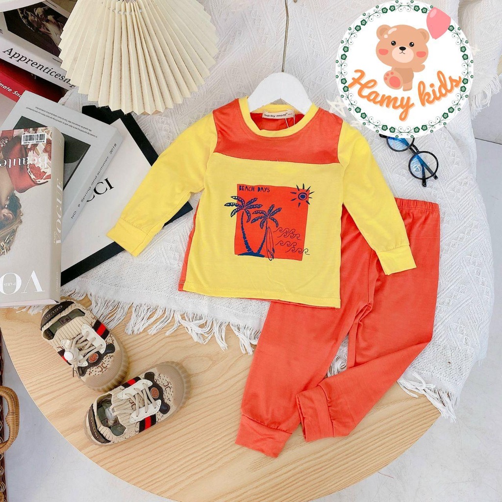 Bộ Minky Mom Chính Hãng Dài Tay Bé Trai Bé Gái Thun Lạnh Ráp Ngực Áo Độc Đáo Thu Đông Bé Từ 0-5 Tuổi Dưới 20kg-Hamykids