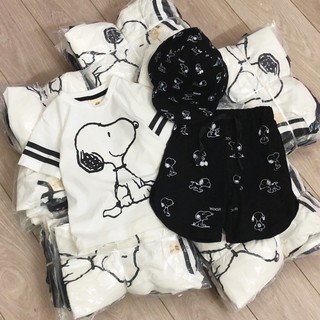 Set Bộ Quần Áo Cộc Tay Kèm Mũ In Hình Snoopy Cho Bé Trai 1 - 6 Tuổi Chất Cotton Siêu Mát Hàng Xuất Mẹ Tều Size 9 - 22 kg