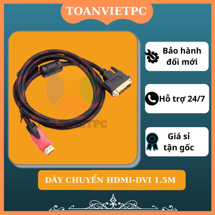 Combo 10 Dây Cáp Tín Hiệu DVI 24+1 Sang HDMI dài 1.5m Bọc Lưới Chống Nhiễu