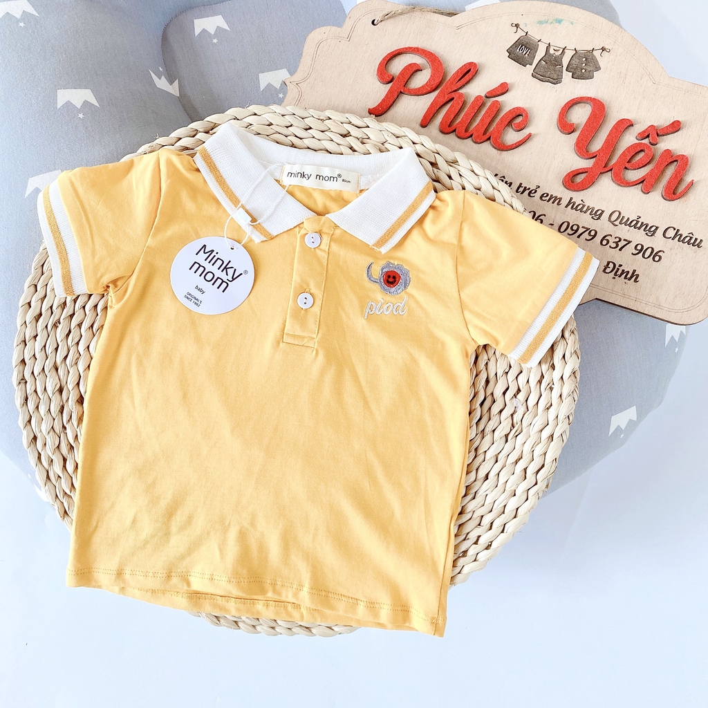 Áo Phông Cộc Tay Cổ Trụ Hàng Minky Mom Thêu Họa Tiết Động Vật Cho Bé (SP001332)