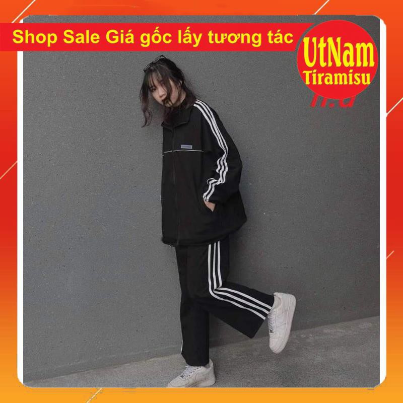 [Mã WASTHOT giảm 15K đơn bất kì] Sét bộ nữ bộ ba sọc logo ngực trắng + quần ba rot form thụng unisex giá rẻ | BigBuy360 - bigbuy360.vn