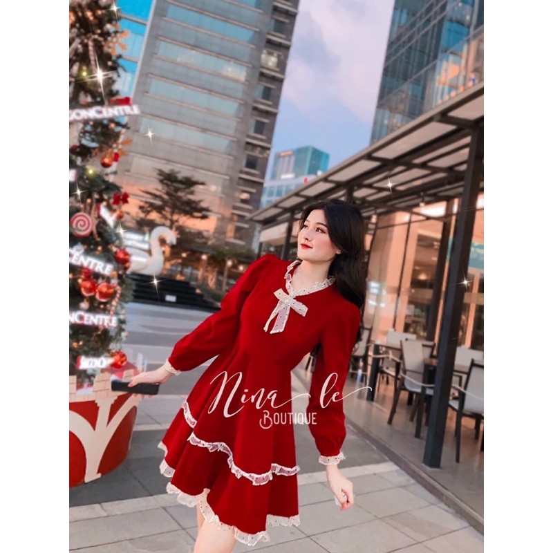 [Shop bigsize nữ] Đầm tầng bigsize mặc Tết màu Đỏ/ Đen size từ 60-90kg L-XL-XXL  (Shop Nàng Béo)