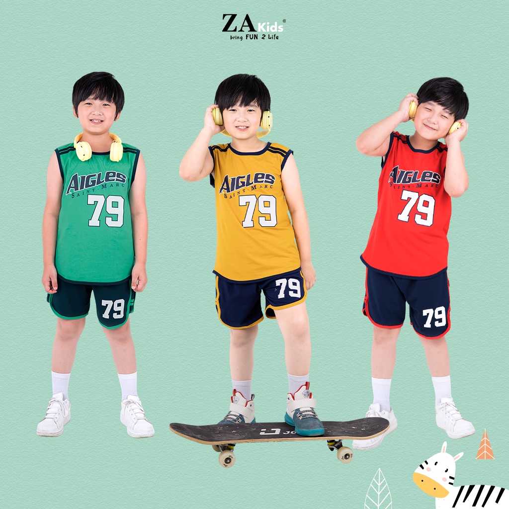 Bộ Quần Áo Thun Sát Nách Bé Trai (2-14 Tuổi) ZA KIDS ZA22710SN