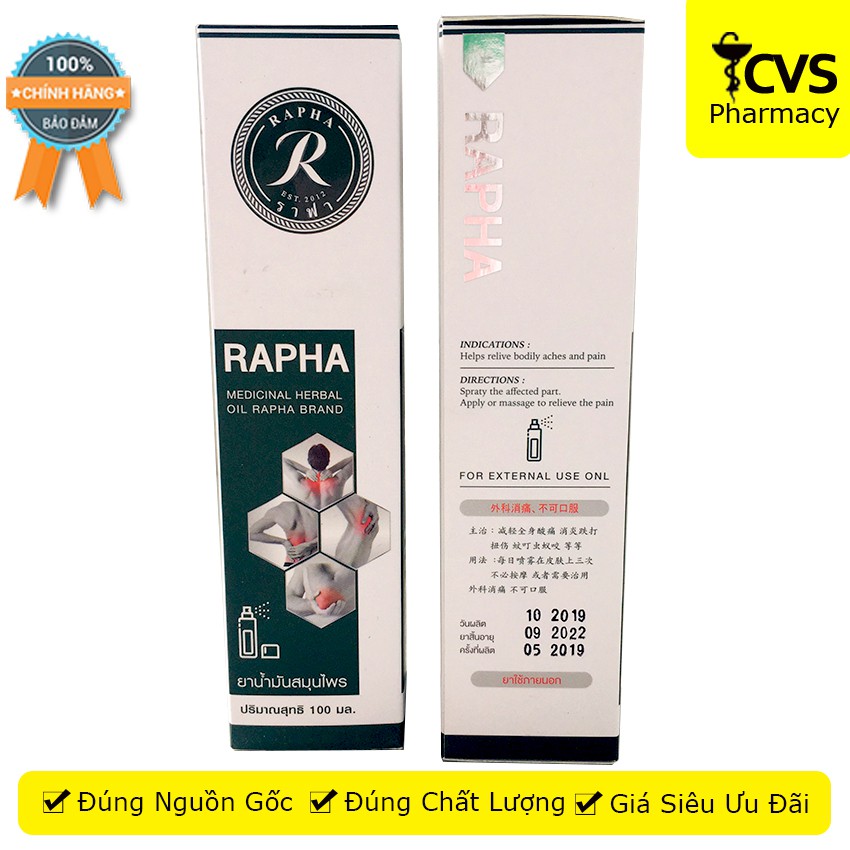 Dầu thảo dược Rapha – Xoa bóp giảm đau lưng, đau cột sống, đau vai