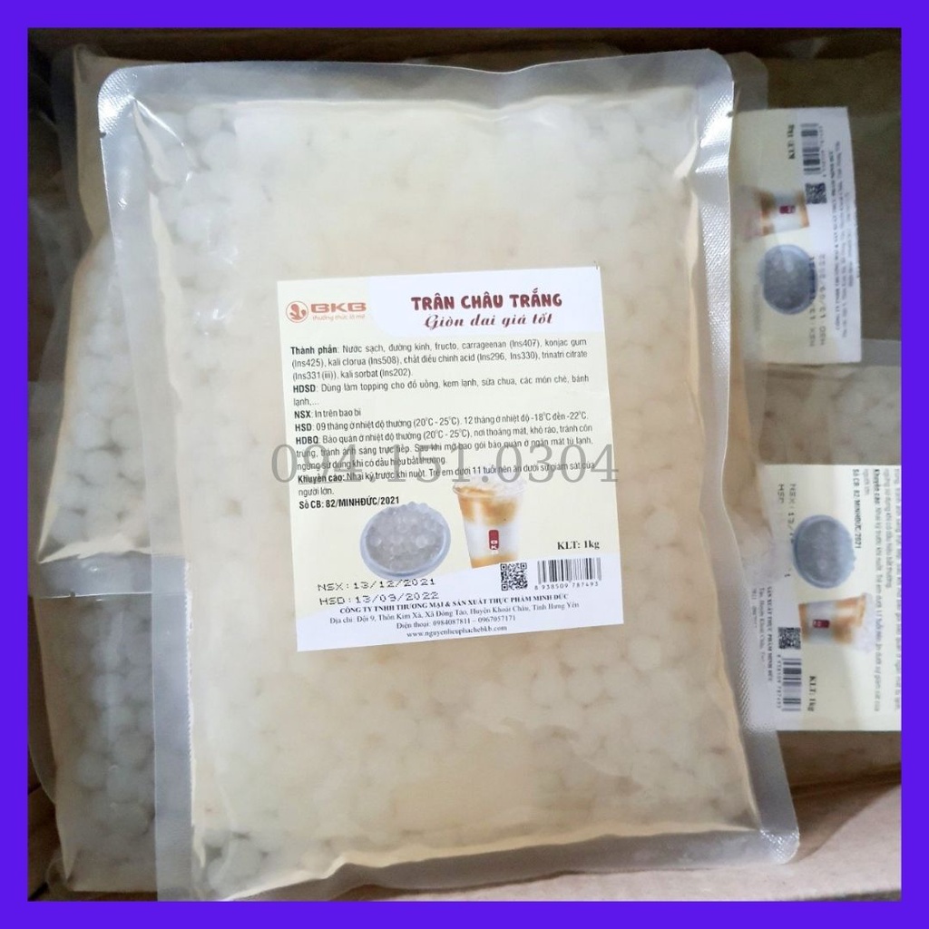 Trân châu 3q/3q sea jelly trăng/đen caramen BKB gói 1kg