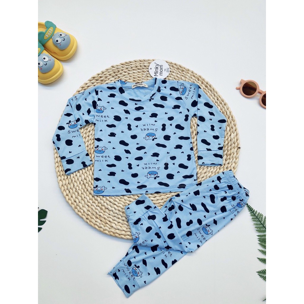 [HCM] Bộ quần áo thu đông cho bé trai bé gái, đồ bộ bò sữa nhí hàng Cotton thun lạnh Minky Mom, vải Sài Gòn loại 1