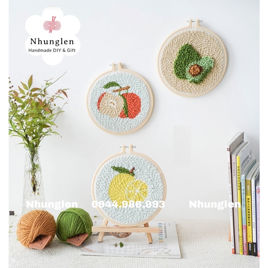 DIY Bộ Thêu Len Xù Chủ Đề Trái Cây Mùa hè - Punch Needle Decor -  Qùa Tặng Handmade Ý Nghĩa
