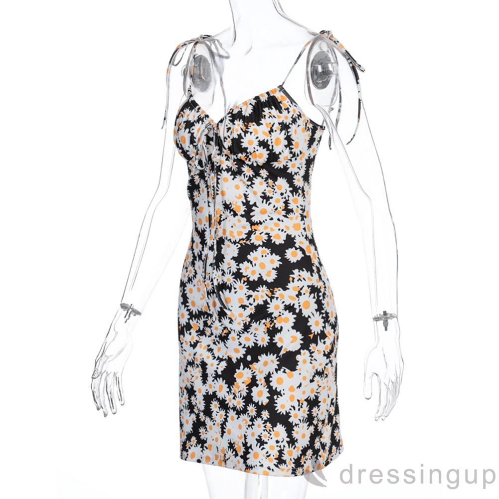 d❃♪Ladies summer fashion sexy floral lace slim dress