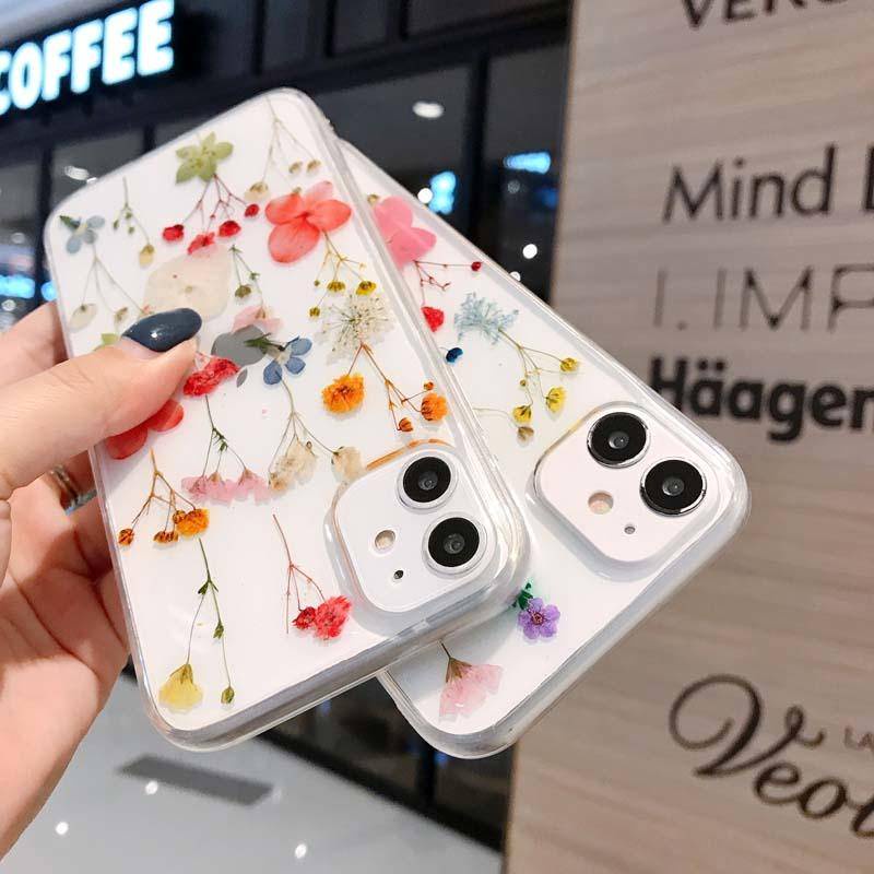 Ốp Điện Thoại Họa Tiết Hoa Khô Sang Trọng Chống Sốc Cho iPhone 13 12 11 Pro MAX Mini X XS MAX XR SE 2022 2020 7 8 Plus
