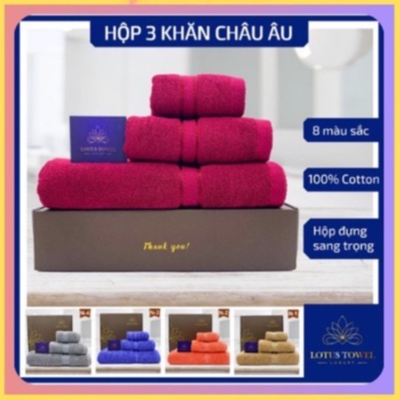 Combo set 3 khăn, khăn tắm, khăn gội, khăn mặt Lotus Towel cotton mềm mại, thấm hút tốt cao cấp