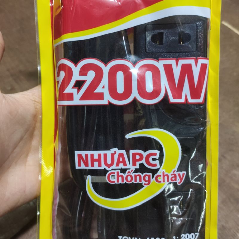 ]N6T2,5C/N6T4,5C] Ổ cắm điện 6 ổ cắm kéo dài chống cháy Nival 2200W nhựa PC cao cấp, chi tiết đồng vàng 100%