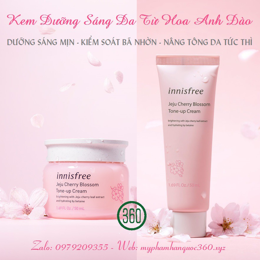 Kem Dưỡng Sáng Nâng Tone Da Từ Hoa Anh Đào Innisfree Jeju Cherry Blossom Tone Up Cream 50ml