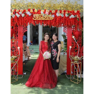 Váy Lụa Hoa Tuyết Trắng/Đỏ - - dth94