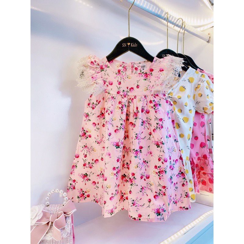 Váy Hoa Bé Gái Dáng Cánh Tiên Phối Ren Cực Điệu Đà Unchi Store V324