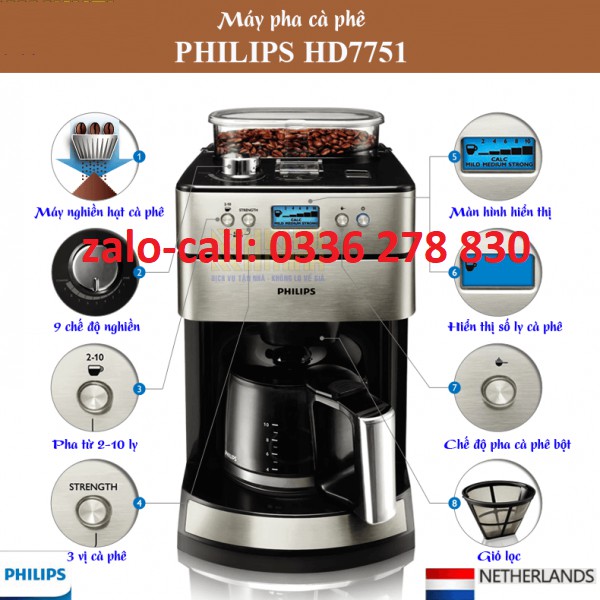 MÁY PHA CÀ PHÊ TỰ ĐỘNG PHILIPS HD7751