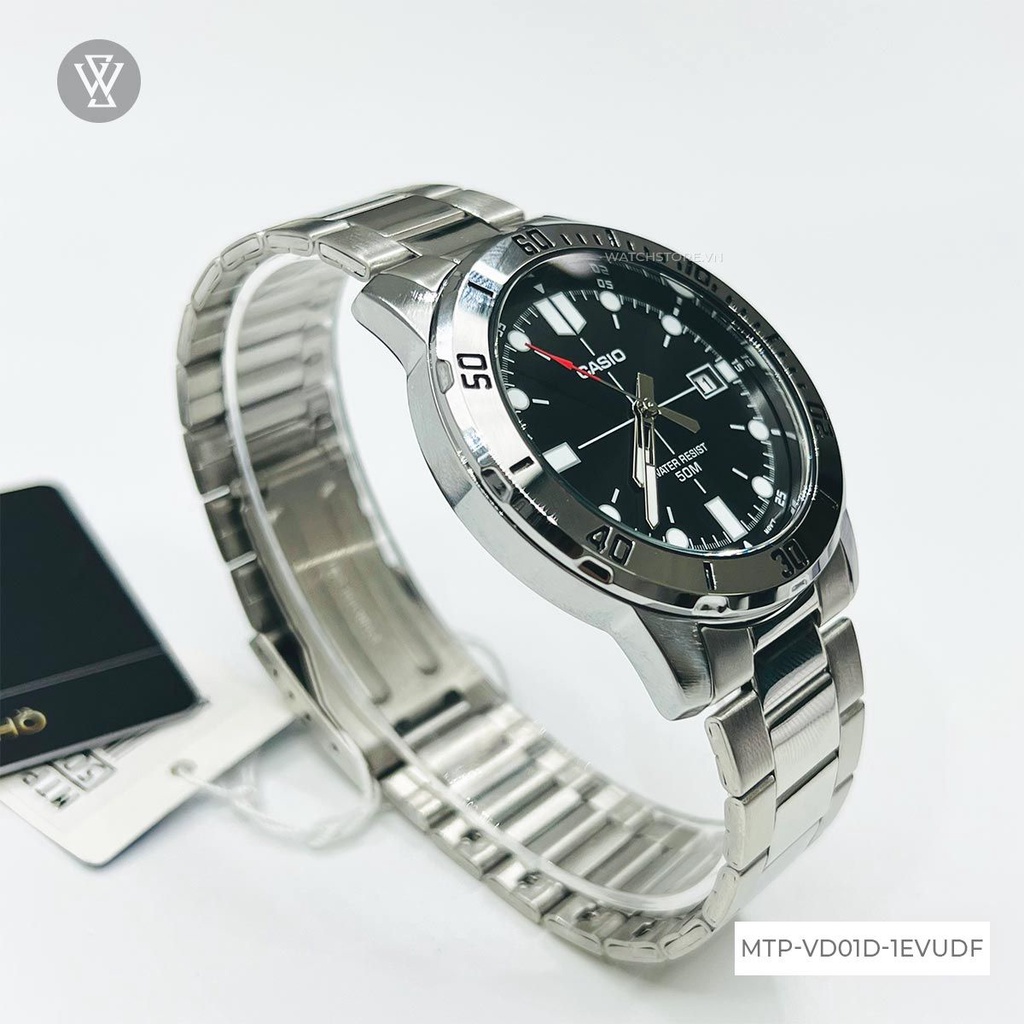 Đồng Hồ Quartz Nam Casio WATCHSTORE MTP-VD01D-1EVUDF thiết Kế Mặt Tròn Kính Khoáng 45mm Chịu Nước 5ATM Vỏ Thép Không Gỉ
