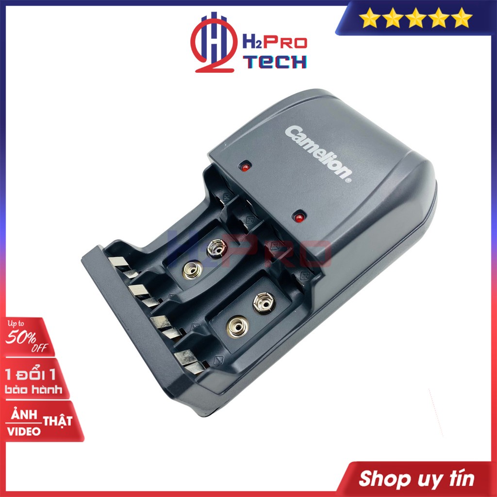 Sạc Pin Tiểu, Sạc Pin AA AAA Camelion BC-0904SM Chính Hãng, Nạp Pin Vuông 9V Đa Năng, Nạp Nhanh, Tiện Dụng-H2Pro Tech