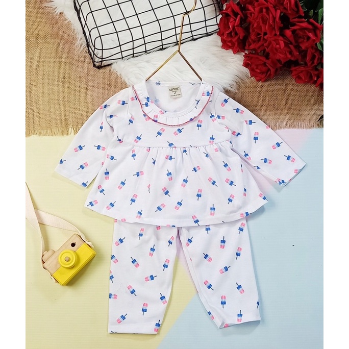 (8-20kg) Đồ bộ dài tay babydoll cho bé gái chất thun cotton xuất dư