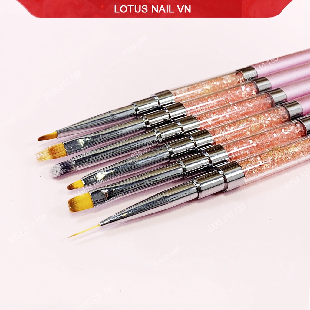 Cọ vẽ nail 2 đầu cán đá cao cấp tiện lợi lông chồn mềm mượt