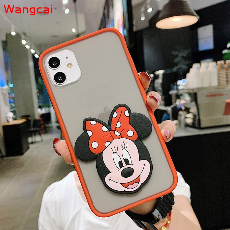 OPPO A8 A31 A91 A9 A5 2020 F11 Pro A7 A5S A5 A3S Phone Case Mickey Minnie Cartoon Cute Clear Transparent Soft Contrast Color Frame Matte Hard PC Case Cover