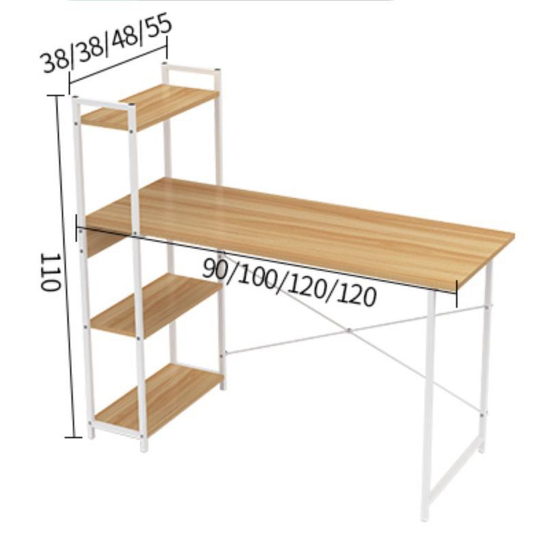 Bàn Làm Việc, Bàn Máy Tính Cao Cấp Chân Sắt Mặt Gỗ Kèm Giá Sách Đa Năng (có ảnh thật)