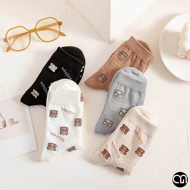 Tất Vớ Cổ Cao Nữ Hoạ Tiết Gấu Nhiều Màu Dễ Thương Thời Trang Unisex Hàn Quốc