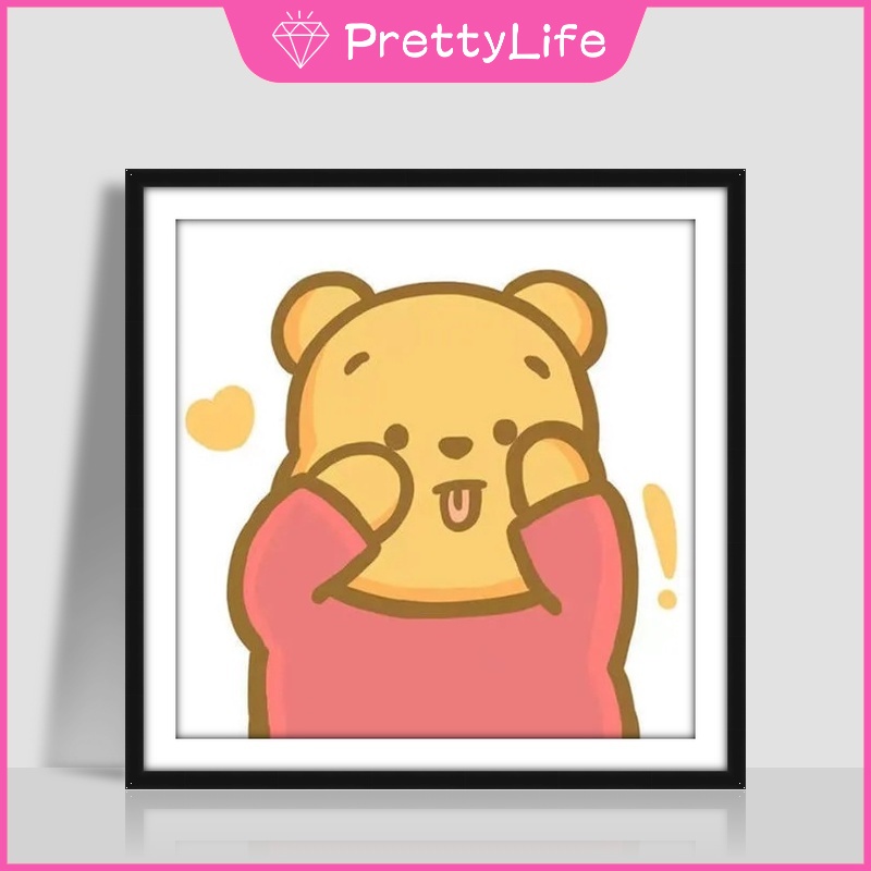 Bộ 1 Tranh Đính Đá 5D Tự Làm Hình Gấu Pooh Kích Thước 30 X 30Cm Trang Trí Nhà Cửa