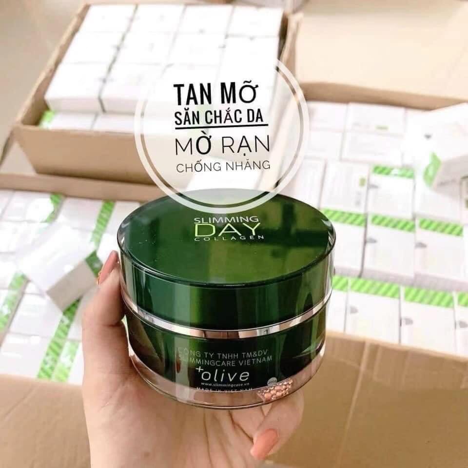 Kem tan mỡ bụng Slimming Day Collagen Olive mờ thâm rạn bụng, dưỡng trắng, giảm nhăn