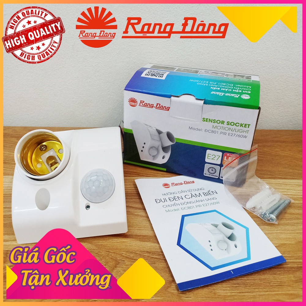 [CHÍNH HÃNG] Đui Đèn Cảm Ứng Rạng Đông - Chuyển động/ Ánh sáng PIR-E27 DDCB01.PIR E27/60W