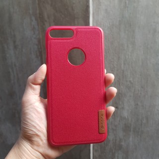 Ốp lưng Iphone 7 plus vải viền nhựa đỏ