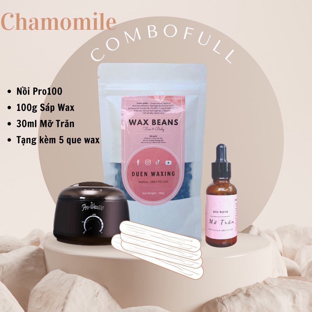 Combo Nồi + Sáp Wax + Dầu Dưỡng ( tặng kèm que gỗ )