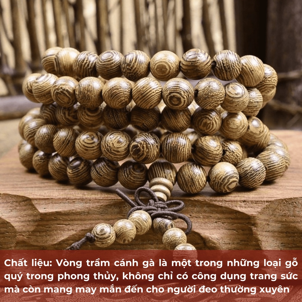Vòng tay - Vòng trầm hương 108 hạt 100% tự nhiên mang lại may mắn, tài lộc cho nam và nữ