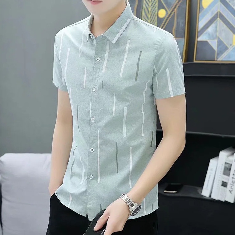 Sơ Mi Nam Tay Ngắn Họa Tiết Kẻ Lưới Thời Trang Mới