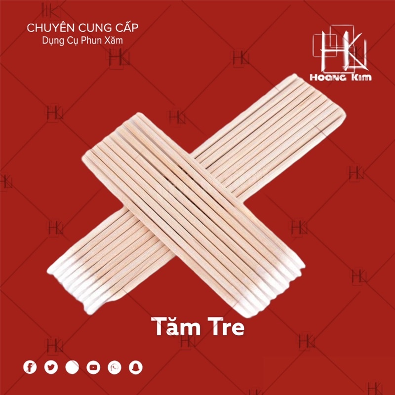 Tăm bông tre đầu nhọn dùng trong phun xăm nối mi