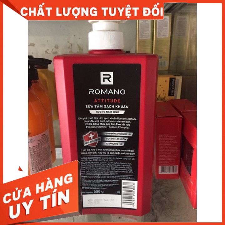 (chính hãng) Sữa tắm Romano chai 650g Romano -đủ màu-hương thơm nam tính-giữ mùi lâu