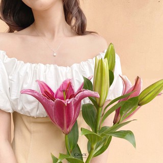 Dây chuyền bạc Grace - đá tròn Evie