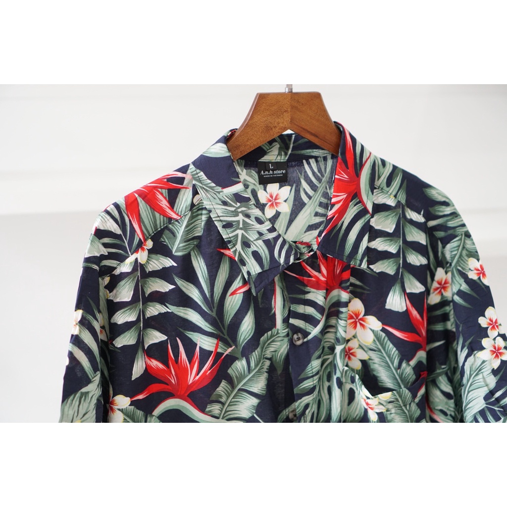 (SALE) Ao sơ mi nam Hawai ANHSTORE chất đũi họa tiết mùa hè