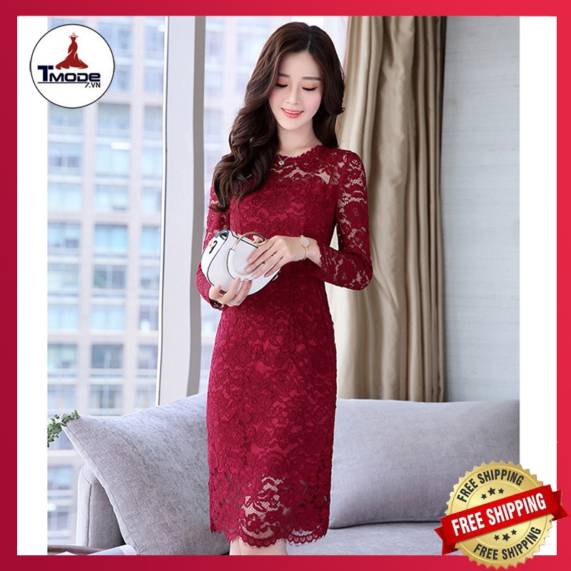 [VIDEO + ẢNH THẬT]  ĐẦM DỰ TIỆC REN BODY CÓ SIZE XXL HỌA TIẾT HOA NƠ LƯNG TAY DÀI DUYÊN DÁNG THỜI TRANG | BigBuy360 - bigbuy360.vn