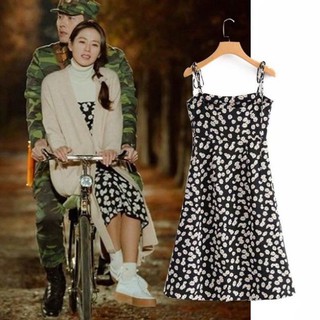 Đầm hoa cúc vải lụa xịn