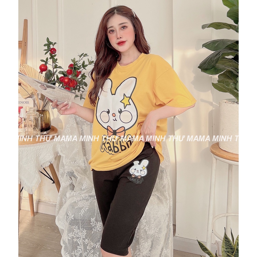 Bộ bầu mặc nhà - chất liệu cotton - kiểu mới thời trang ( bộ lửng ép thỏ Lớn )