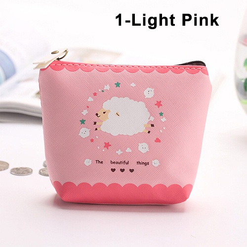 Ví Da PU Đựng Tiền Xu Hình Cừu Con Có Khóa Kéo Cho Bé Gái