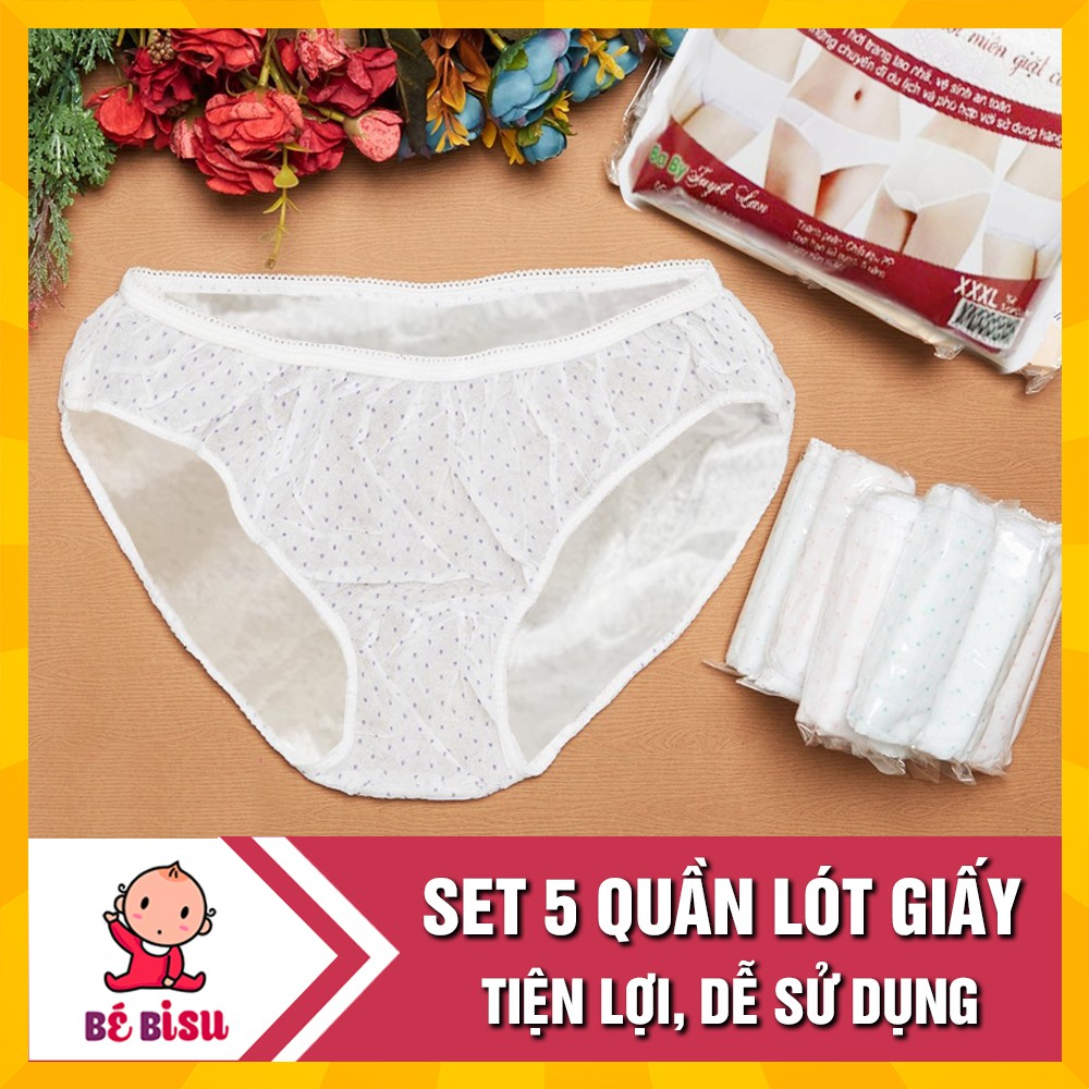 Set 5 Quần lót giấy hoạ tiết mặc 1 lần cho mẹ sau sinh Hiền Trang