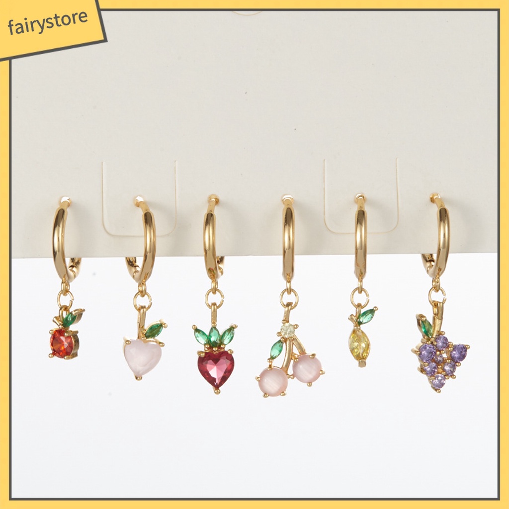 1 Đôi Bông Tai Hình Chùm Nho Đính Đá Nhiều Màu Thời Trang