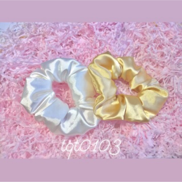 Dây buộc tóc, cột tóc vải chất liệu bóng scrunchies giá rẻ