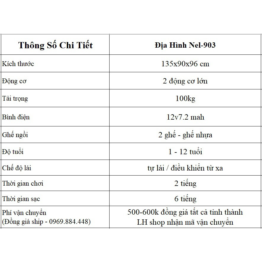 Xe điện trẻ em, Siêu Xe Dịa Hình Nel-903 - Bánh có cao su - Hỗ trợ phí vận chuyển