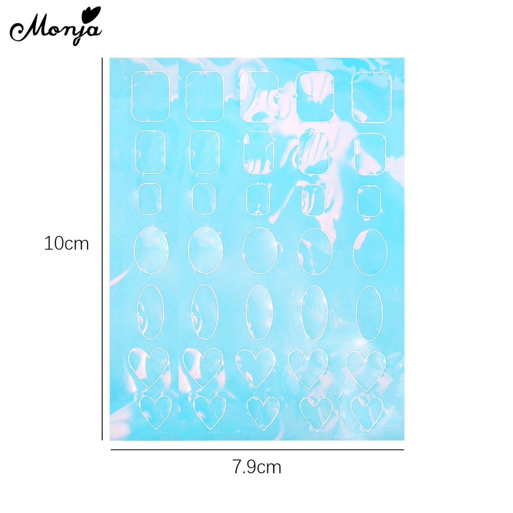 Miếng dán trang trí móng tay MONJA kiểu giấy bóng kính phản quang DIY 3D thời trang dành cho salon
